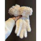 Women Winter Faux Mink Spliced Five-Finger Gloves Red - Front View