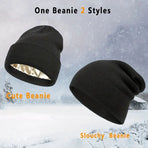 2Pcs Knit Beanie Black 01
