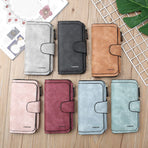 Grey Large Capacity Long Wallet Frosted PU Leather