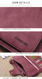 Grey Large Capacity Long Wallet Frosted PU Leather