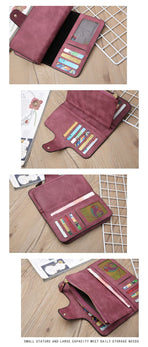 Grey Large Capacity Long Wallet Frosted PU Leather