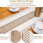 2-Pack Table Runner MX05, Cotton Trim on Both Sides, Grey Center, With Tassels