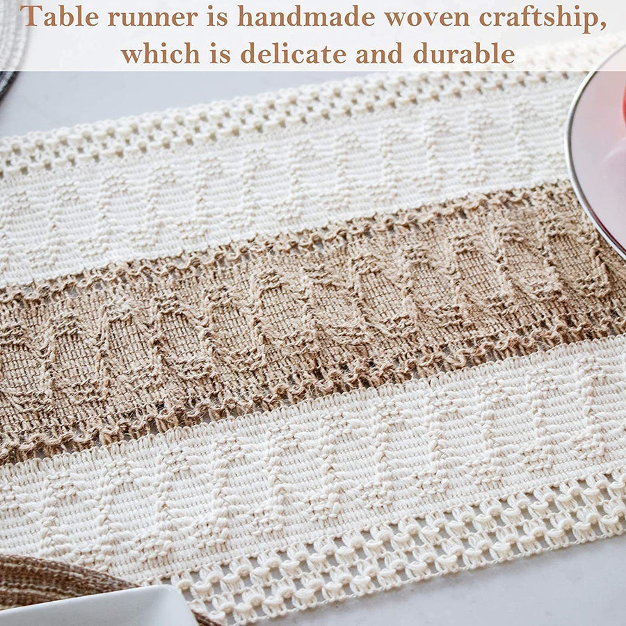 2-Pack Table Runner MX06, Full Cotton Middle, Straight Edge, With Tassels
