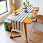 2-Pack Table Runner MX11, White Base with Black Quadrilateral Pattern, With Tassels