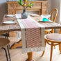 2-Pack Table Runner MX15, Red Grid Cotton Linen, With Tassels