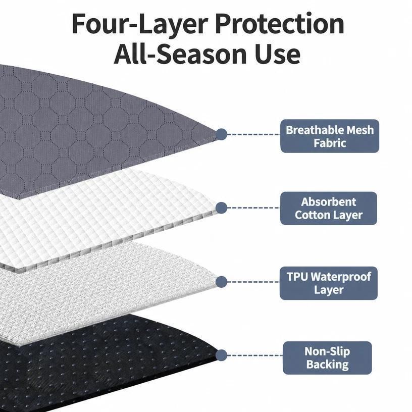2pcs Grey Pet Pad, Size S (50×35cm)