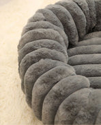 Plush Pet Bed, Pink Vertical Striped Round Nest, 40×40cm