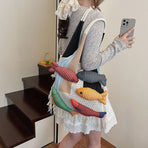 Green Spliced Hand Tote Bag
