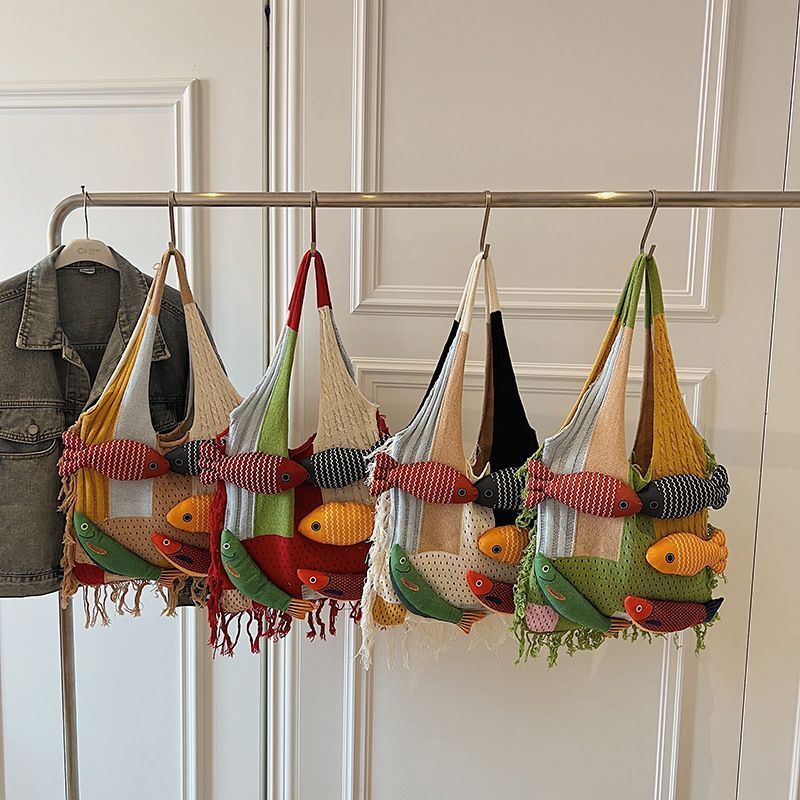 Green Spliced Hand Tote Bag