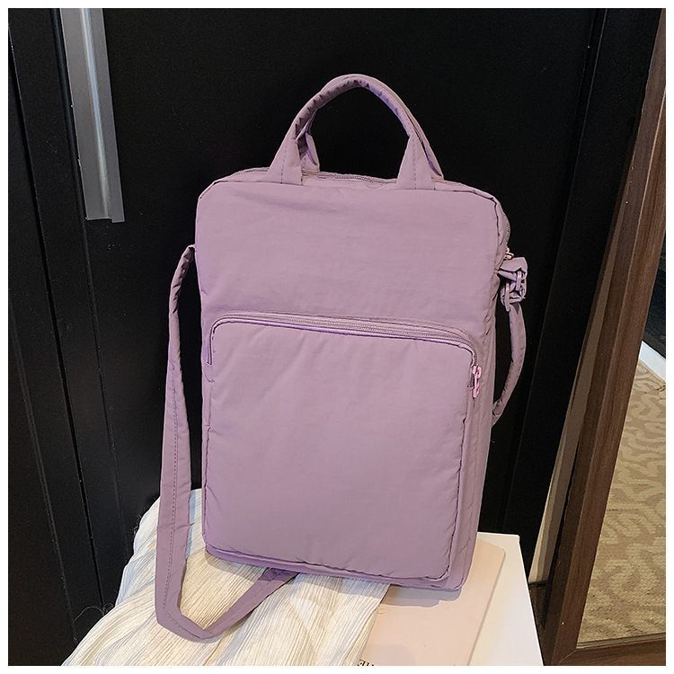 Pink Simple Laptop Bag, Handheld & Crossbody Dual-use