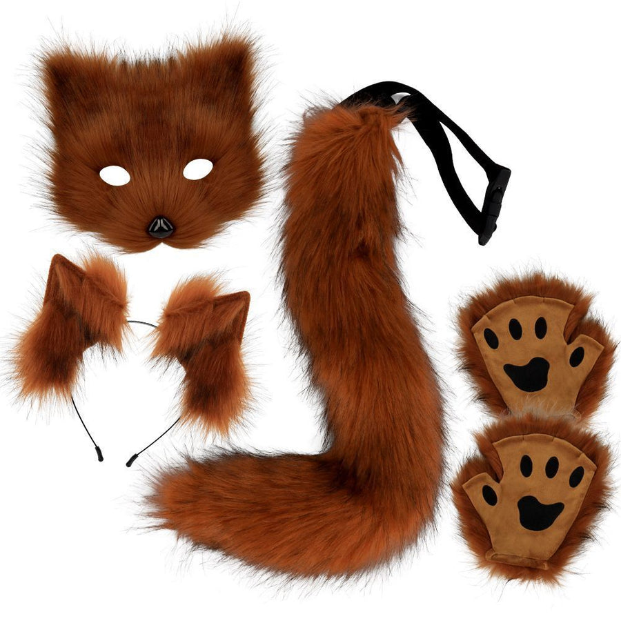 Furry Fox Costume Set for Cosplay - Reddish Brown