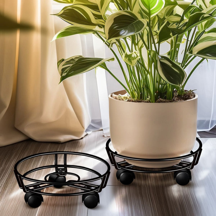 Black Round Wheel Plant Caddy