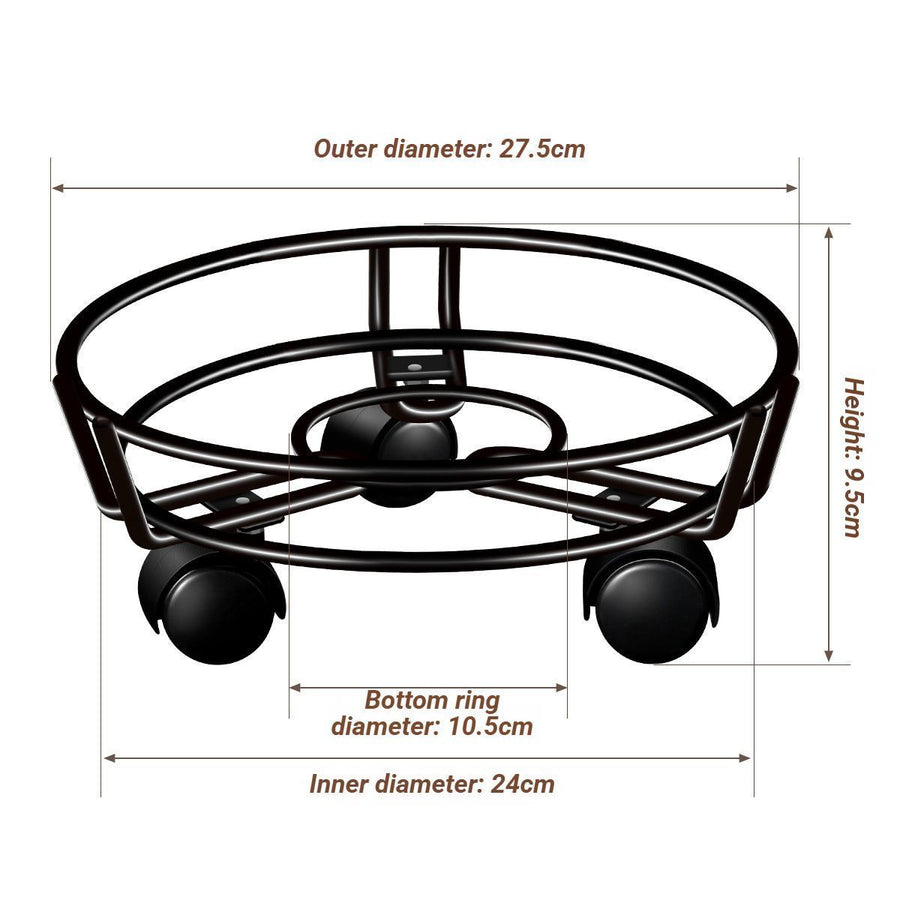 Black Round Wheel Plant Caddy