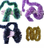 Thick Tinsel Garland 2M Dark Green with Green Trim 5pcs