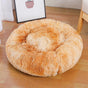 Self-Warming Faux Fur Pet Cushion Tie-Dye Yellow 90cm Across, Machine Washable Deep-Pile Ring Bed for Large Dogs & Multi-Cat Homes, Halloween Gift