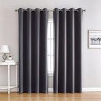 132x213cm Woven Blackout Panel Deep Grey 1pc 210GSM Grommet Window Drape for Nursery & Hotel Room Privacy