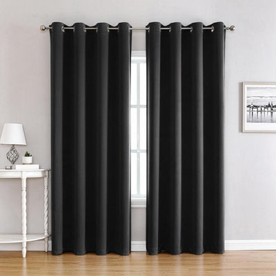 Halloween Window Cover 132x160cm Jet Black Eyelet Panel 1pc 210gsm Light Shielding Drape for Bedroom Privacy
