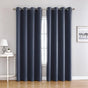 Navy Blue Curtain 132cm x 175cm Drop 210gsm Woven Polyester 1 Panel Metal Ring Top Spring Bedroom Light Control
