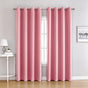 Colourfast Pink Woven Curtain 140cm x 175cm Drop 210gsm Eyelet Header 1 Panel for Sunroom & Home Cinema