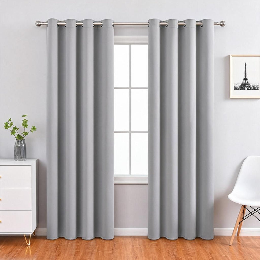 210gsm Thick Woven Curtain Panel 100cm x 200cm Light Grey Eyelet Header 1pc Sunlight Blocking Bedroom Drape Halloween