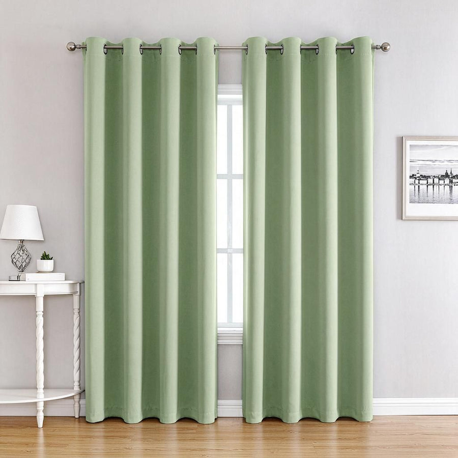 Machine Washable Light Green Curtain 210gsm Precision Woven 132cm x 160cm Drop Single Grommet Panel Dust Mite Resistant Sunroom Drape Halloween