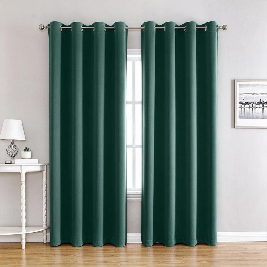 Spring Refresh Deep Green Curtain 210gsm Dense Weave Eyelet Top 1 Panel 213cm Long 132cm Wide for Nursery Glare Control