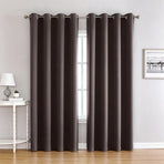 210gsm Plain Brown Curtain 100cm x 200cm Eyelet Ring Header Single Panel Darkening Window Layer for Dining Room 1pc