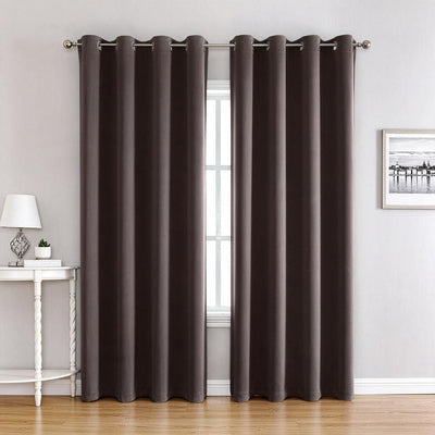 Cocoa Brown 210gsm Curtain Single Panel 132cm Wide 175cm Drop Silver Grommet Header Sun Blocking Window Drape for Hallway Darkness Control