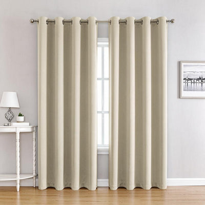 Light Blocking 210GSM Beige Curtain Panel 160cm Drop x 132cm Wide Grommet Eyelet Single Drape Neutral Bedroom Window Halloween