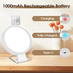LED Lighted Makeup Mirror White 5X Magnifying Double Sided Foldable Portable Vanity Mirror for Bathroom Dressing Table