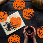 14pk Mixed Pumpkin & Spider Web Halloween Felt Coasters