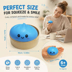Stress Relief Duo Glitter Salmon Pink & Glitter Blue Bun Squishy 2 Pack, Chill Relax Pair