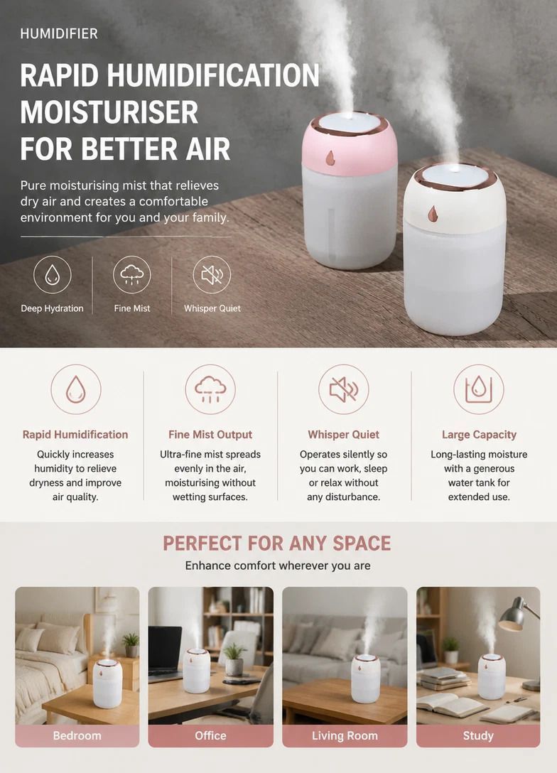 2 Pack Water Drop Humidifier Green 220ML+330ML Combo, Car Decor Gift