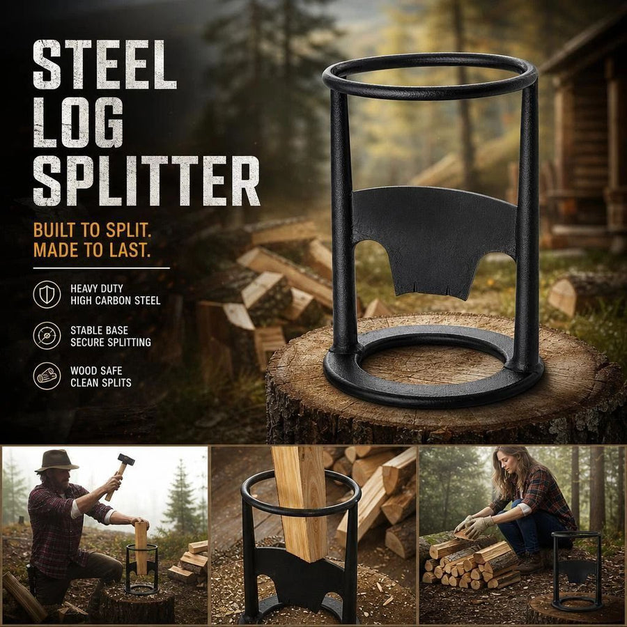 Manual Log Splitter Round Base 19cm, Lightweight Portable Camping Firewood Separator