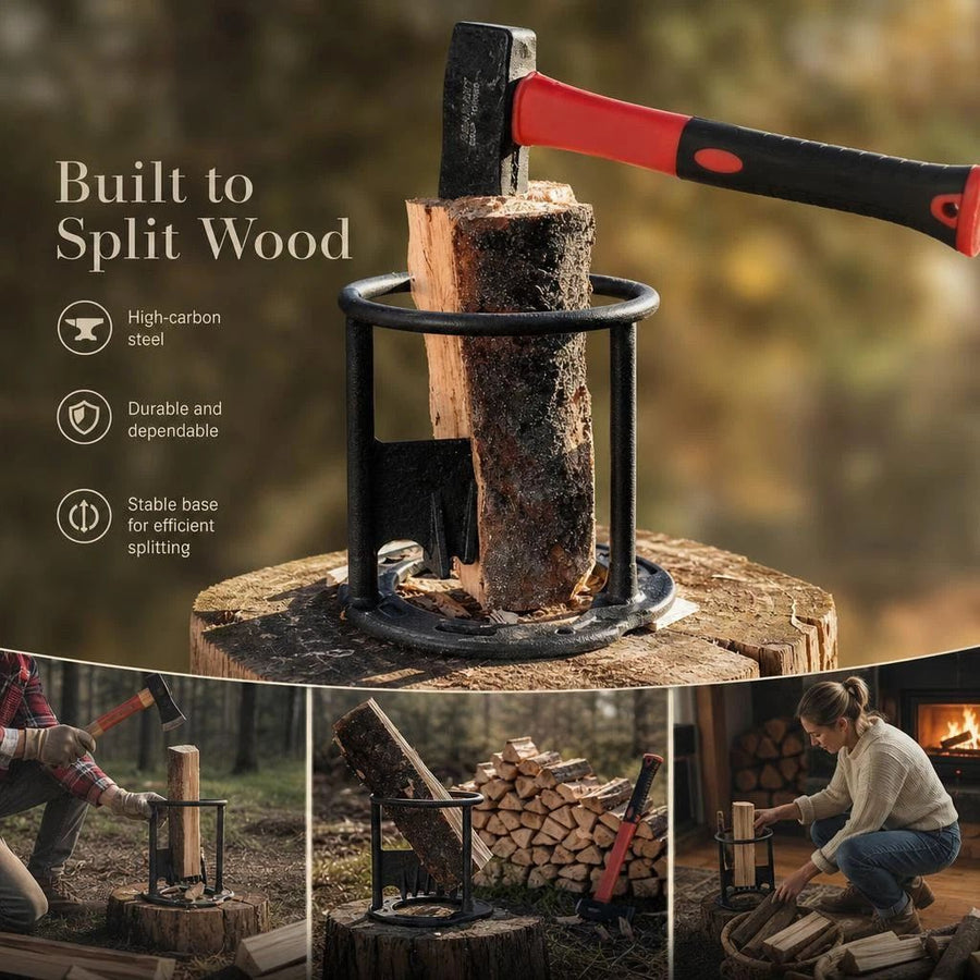 Manual Log Splitter Round Base 19cm, Lightweight Portable Camping Firewood Separator