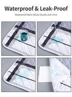 Waterproof Reusable Mattress Protector 100x150cm, Super Absorbent Core, Anti-Slip, Elegant Floral Print, Premium Bedding Decor