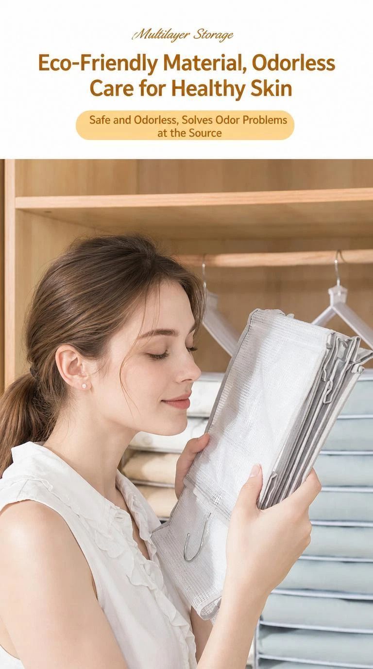 Max Size PVC Wardrobe Suspended Storage Caddy, 12 independent compartments for full apparel sorting, muted Dusk Grey