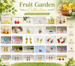 Sweet Harvest Hook Earrings, Two Clear Persimmons With Single Flower Leaf, One Pair