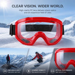 Ideal Outdoor Lover Gift Wind Block Goggles, Red Frame Clear Lens