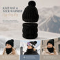 Handy Ski Holiday Gift Fleece Lined Thick Knit Hat 2 Pack Black, Thermal Snow Outdoor Matching Accessory