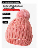 Cute Cold Ski Surprise Insulated Thick Knit Hat 2 Set Pink, Cosy Accessory For Ski Resort Camping