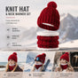 Warm Winter Ski Present Insulated Knitted Hat 2 Set Burgundy, Snug Accessory For Ski Field Daily Use