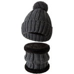 All-Round Snow Trip Gift Thick Fleece Knit Hat 2 Pack Dark Grey, Versatile Matching For Ski Outdoor Trips