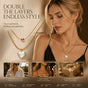 Classic Vintage Stackable Double Necklace, Simple Minimal Gold Plated Stainless Steel Wearable Accessory