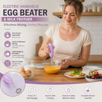 Practical Handheld Mini Electric Whisk, Stainless Steel Stirring Tool For Kitchen & Drinks, White