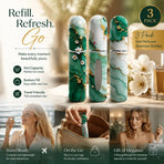Fresh Floral Printed 5ml Travel Perfume Bottle, Easy Bottom Refill Pocket Scent Atomiser 3 Pack, Green Floral