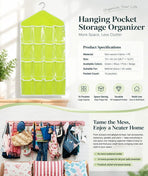 Clear Visible Hanging Storage Organiser, 16 Compartment Divider Bag For Underwear & Socks, Green