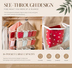 Clear Visible Hanging Storage Organiser, 16 Compartment Divider Bag For Underwear & Socks, Green