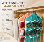 Clear Visible Hanging Storage Organiser, 16 Compartment Divider Bag For Underwear & Socks, Green