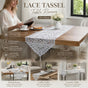 Knitted Lace Tassel Table Runner, Elegant Home Dining Table Decor, White, 33*91cm (13*36in)
